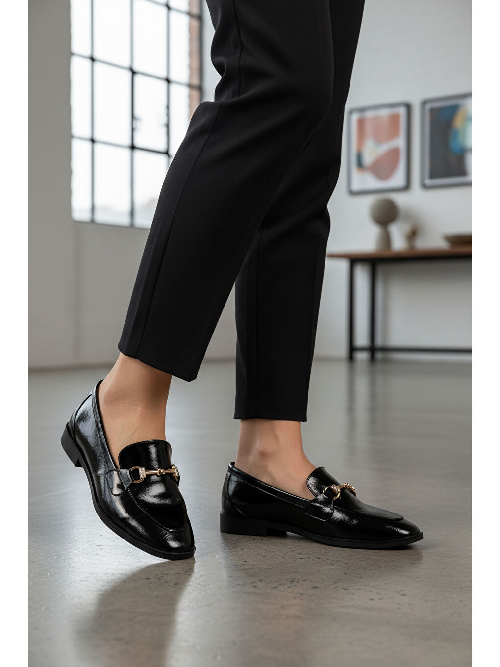 Siyah Kırışık Hafif Esnek Kadın Casual Ayakkabı 421025 Z-2