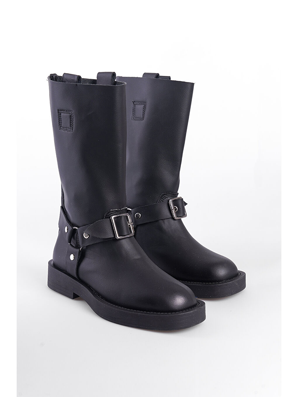 Siyah Motorcu Uzun Kadın Bot-3