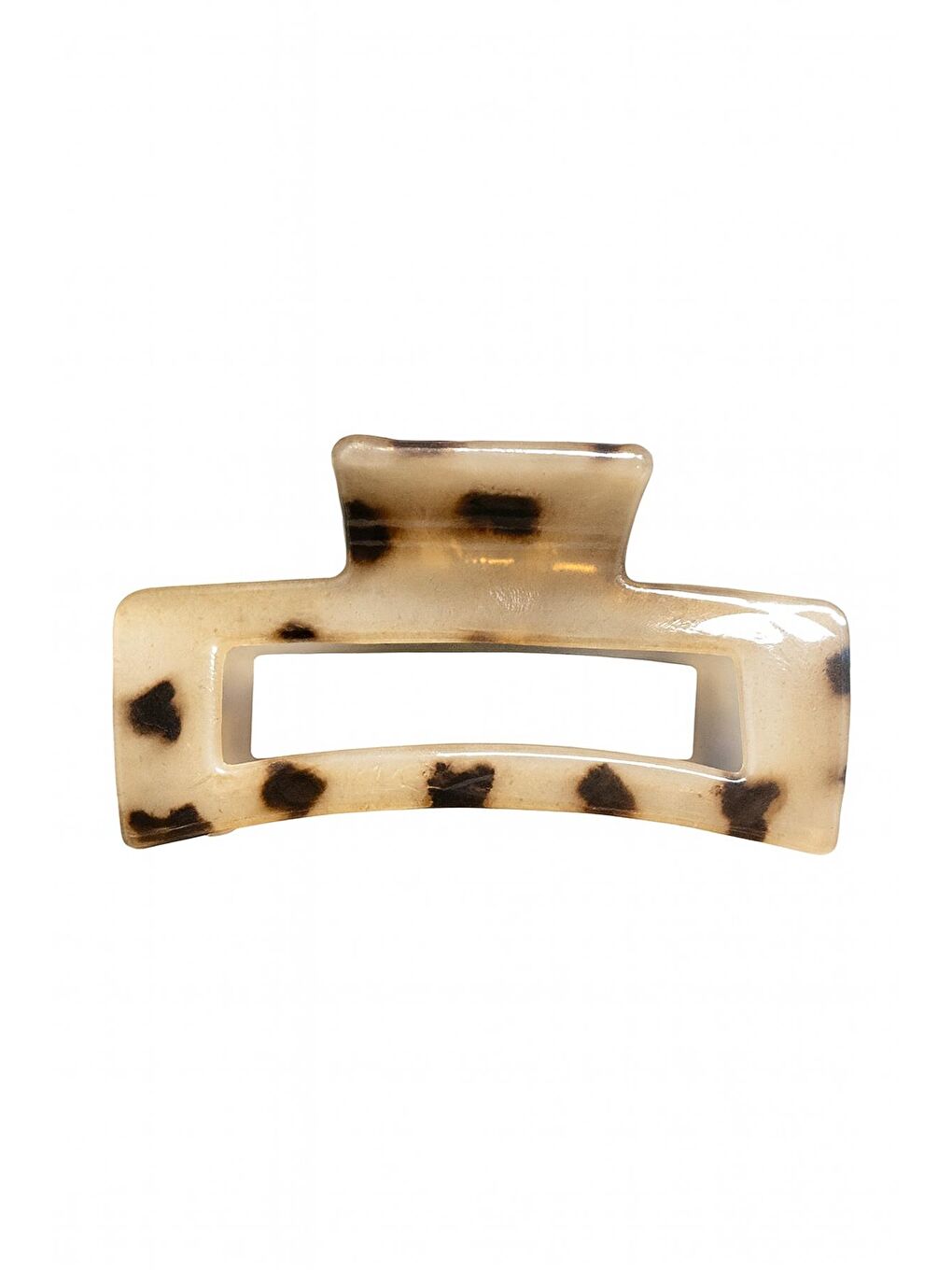 Bej 8 cm Kaplumbağa Desenli Asetat Mandal Toka