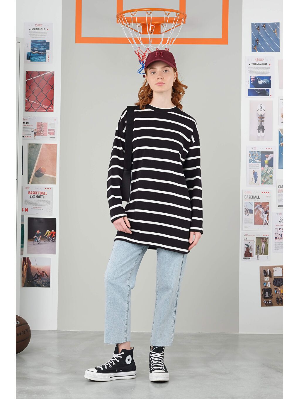 Kalın Çizgili Sweat Siyah-1