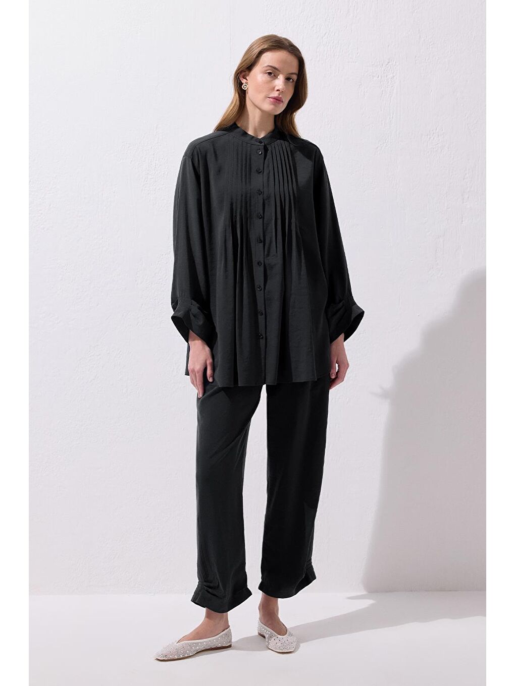 Merly Gömlek Pantolon Takım Siyah-2