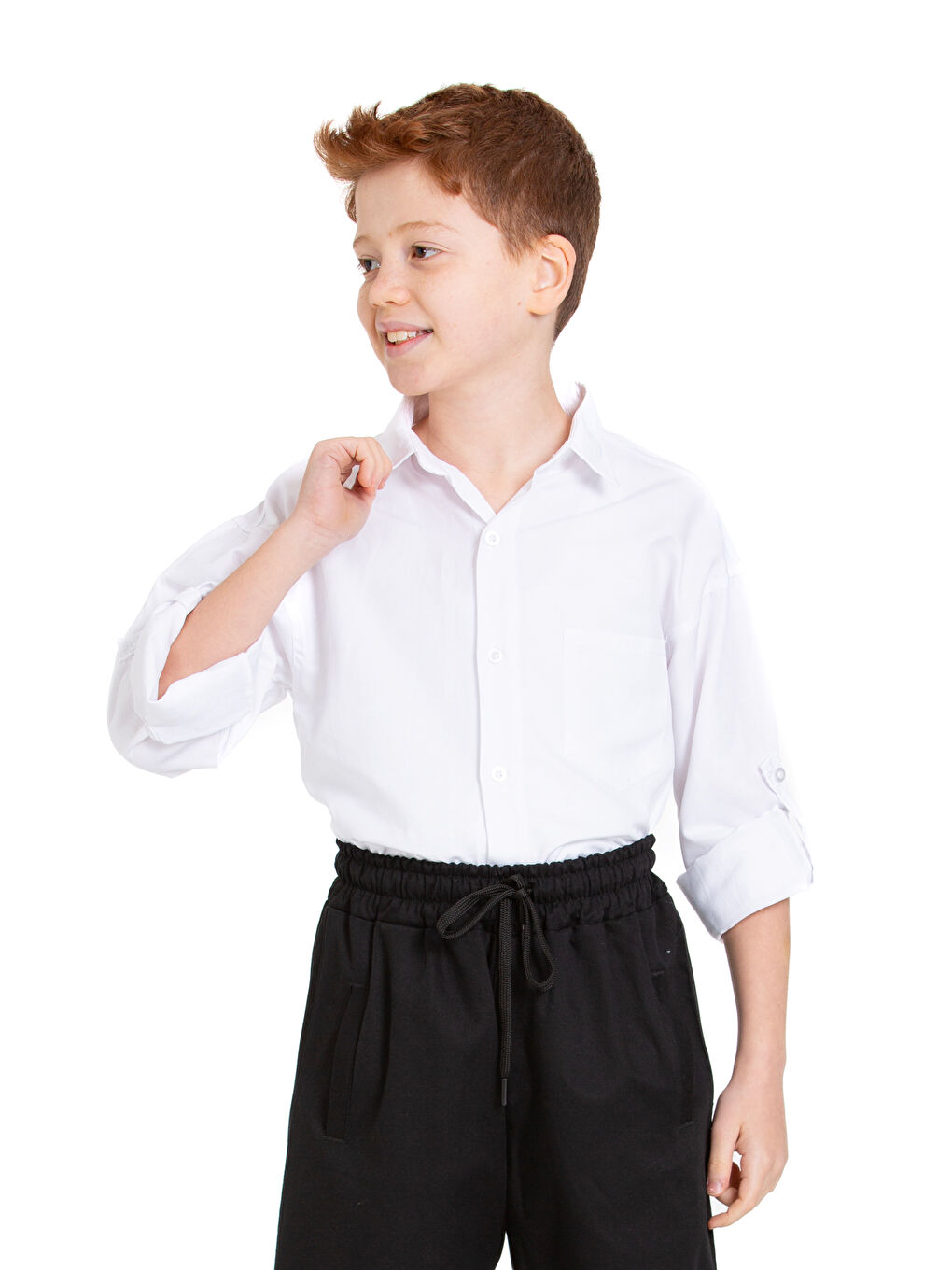 Beyaz Erkek Çocuk Terikoton Gömlek 4-14 Yaş P094