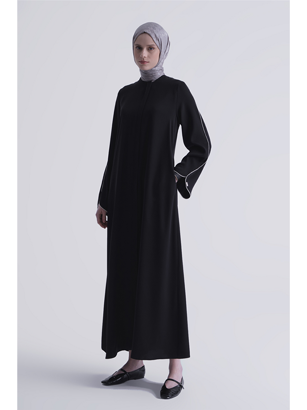 Biye Detaylı Ferace Siyah-1