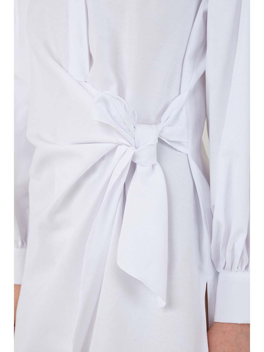 Önden Bağlamalı Gömlek Beyaz-4