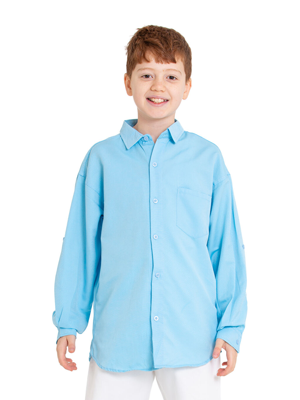 Mavi Erkek Çocuk Terikoton Gömlek 4-14 Yaş P094-1