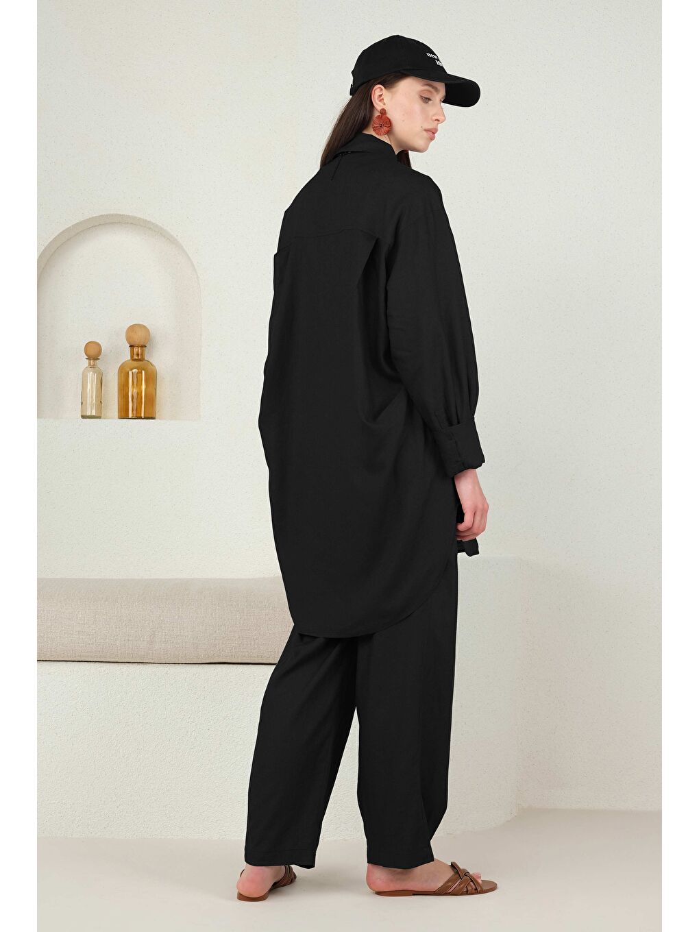 Arkası Pileli Gömlek Siyah-2