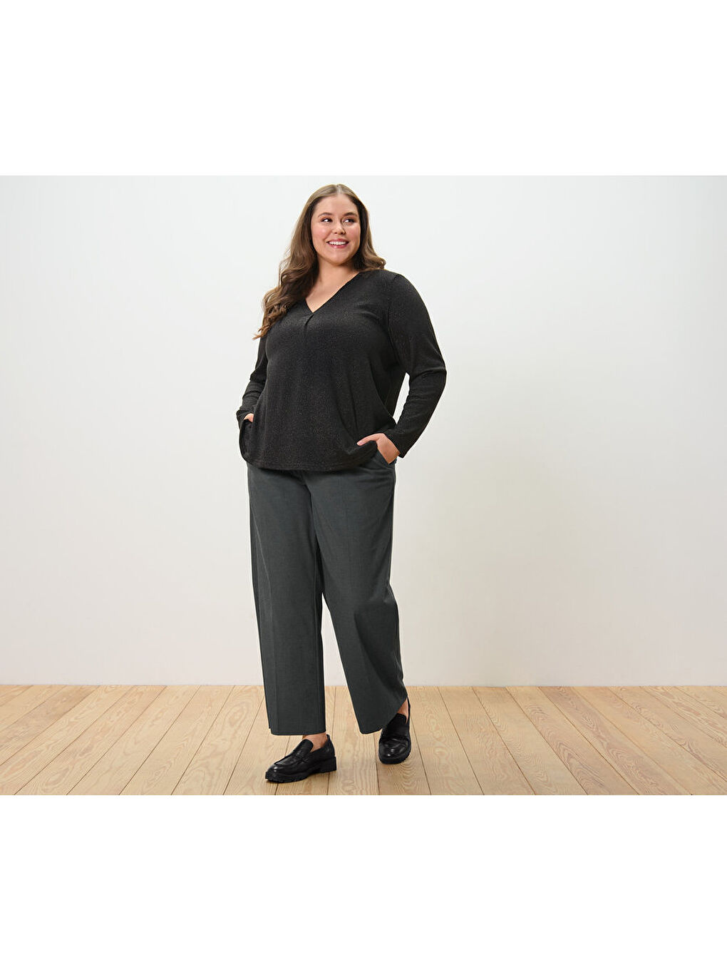 Kadın Pantolon, Rahat, Antrasit-1