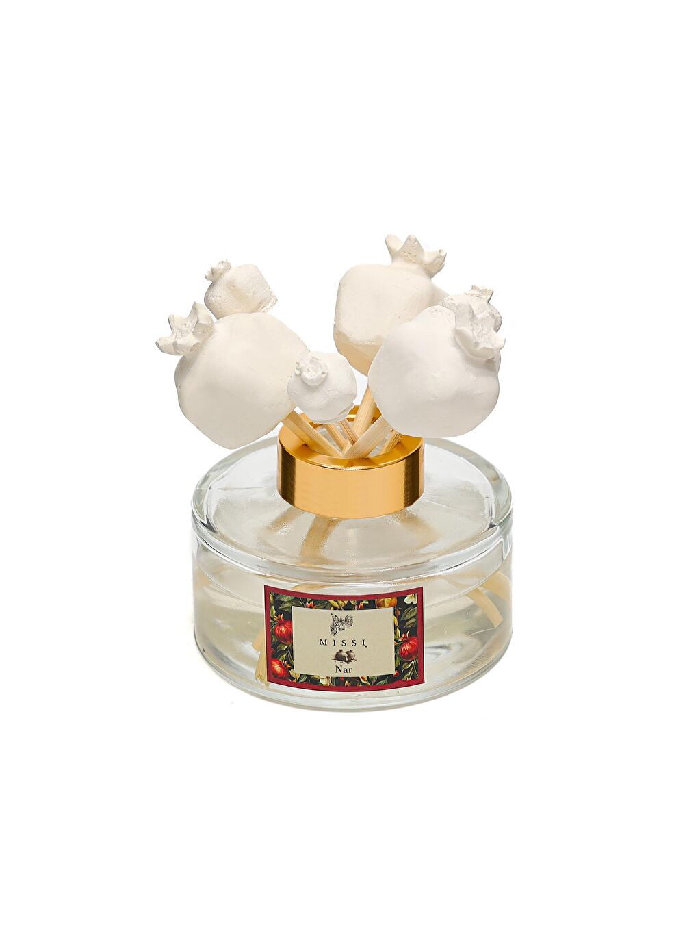 Ekru Yılbaşı 150 ml Seramik Taş Bambu Çubuklu Nar Oda Kokusu-1