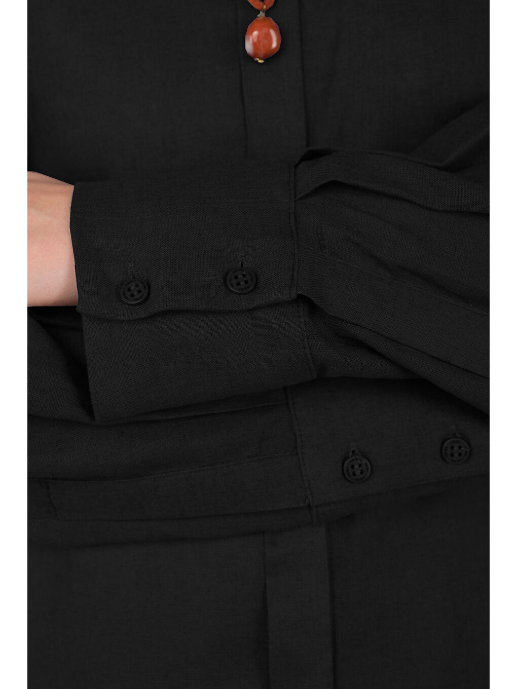 Arkası Pileli Gömlek Siyah-3