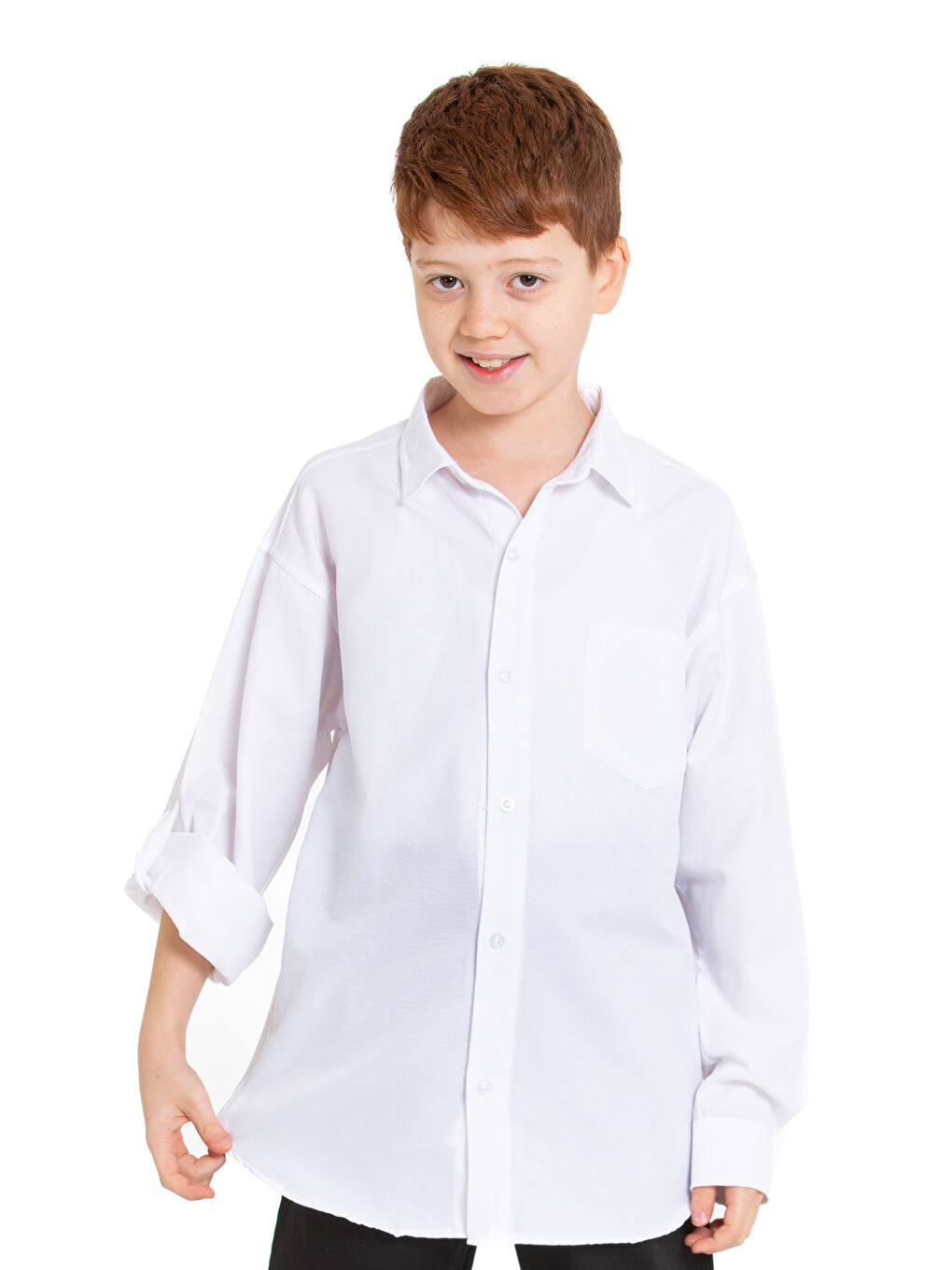 Beyaz Erkek Çocuk Terikoton Gömlek 4-14 Yaş P094-1