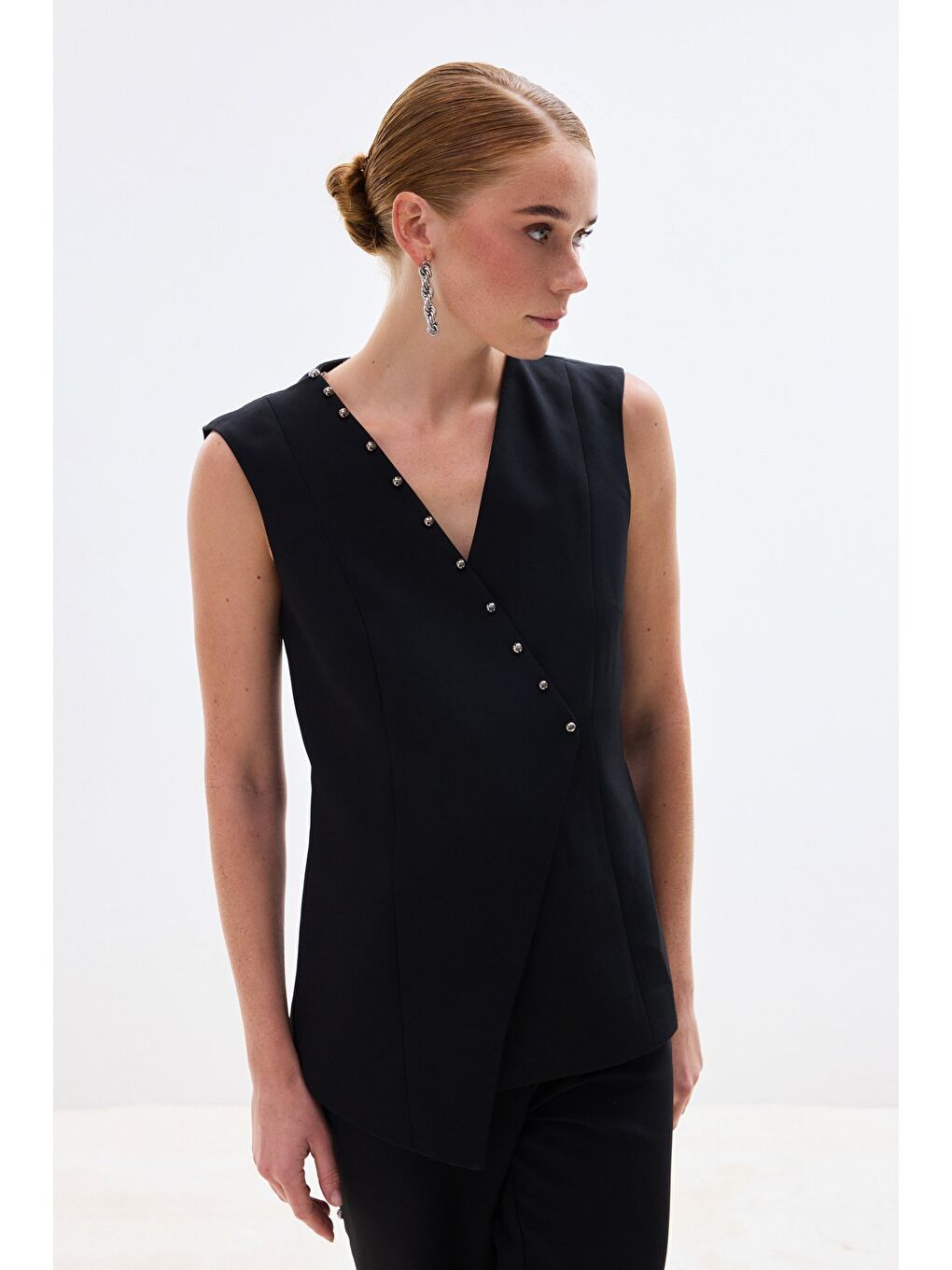 İncili Kruvaze Yelek - Siyah-2