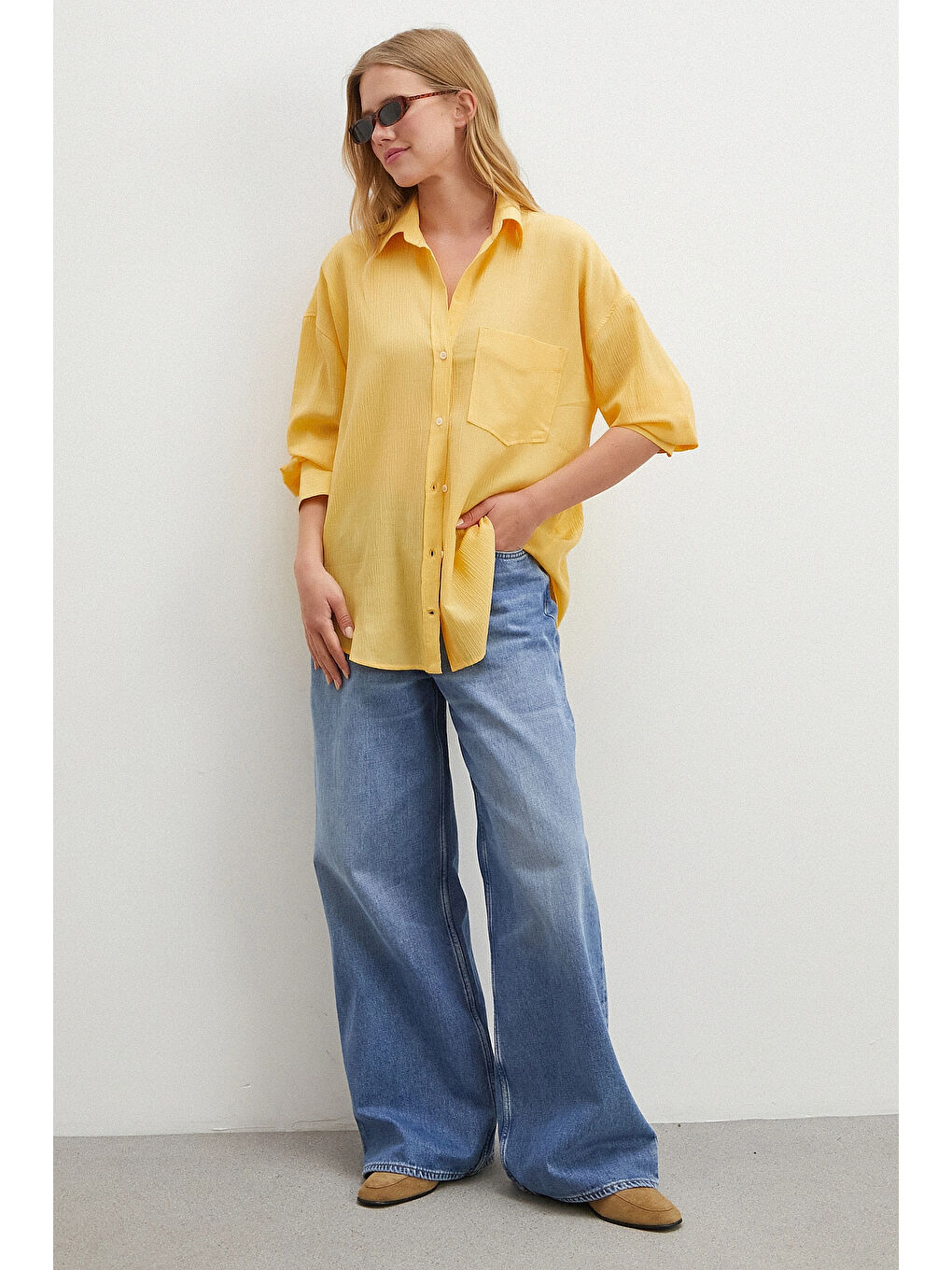 Kraşlı Sarı Gömlek Sarı-1