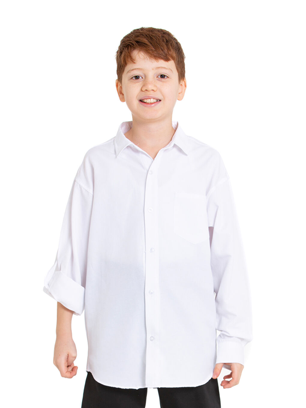 Beyaz Erkek Çocuk Terikoton Gömlek 4-14 Yaş P094-2