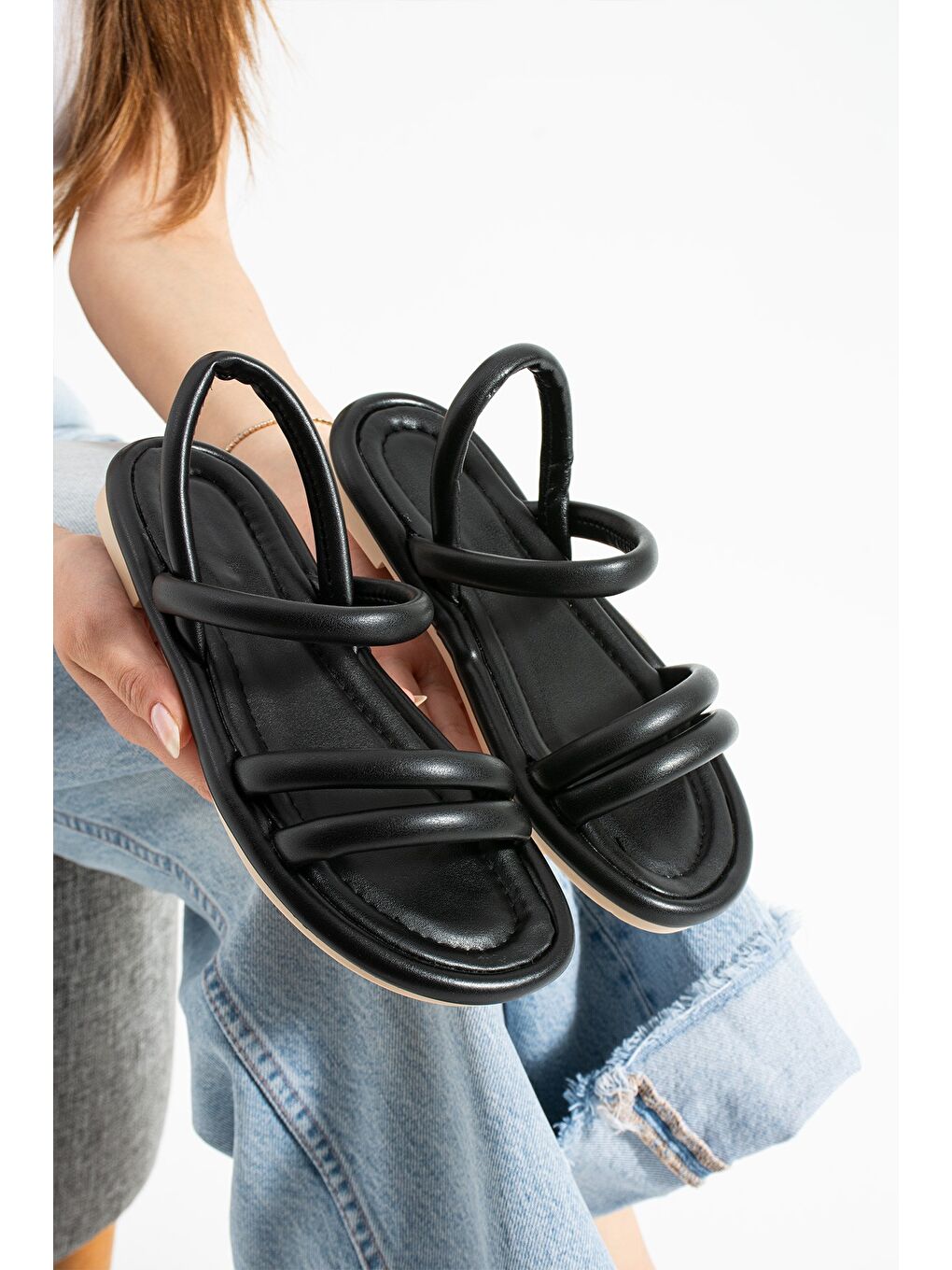 Siyah LUNA Soft Sandalet Kadın Rahat Günlük Yazlık Ayakkabı