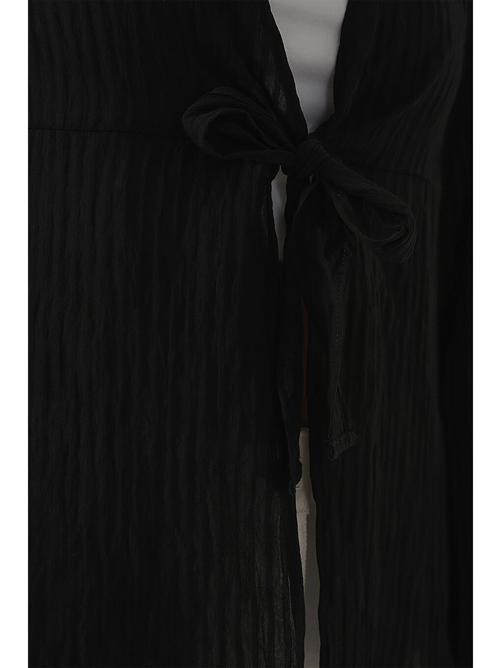 Kadın Önü Bağcıklı Bluz 952 - Siyah-4