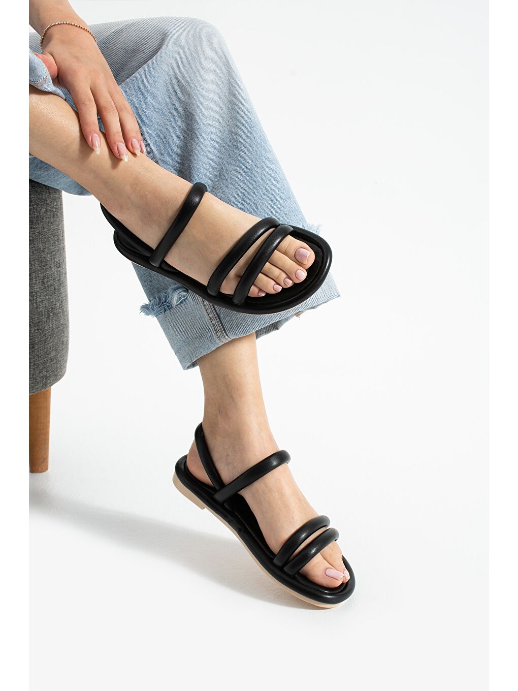 Siyah LUNA Soft Sandalet Kadın Rahat Günlük Yazlık Ayakkabı-1