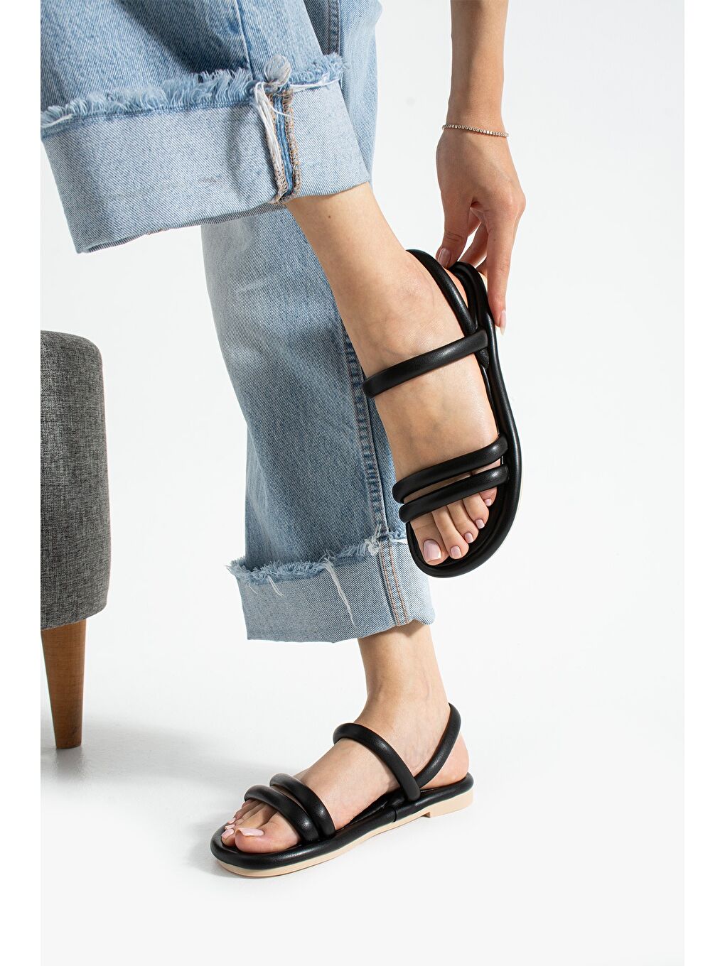 Siyah LUNA Soft Sandalet Kadın Rahat Günlük Yazlık Ayakkabı-2