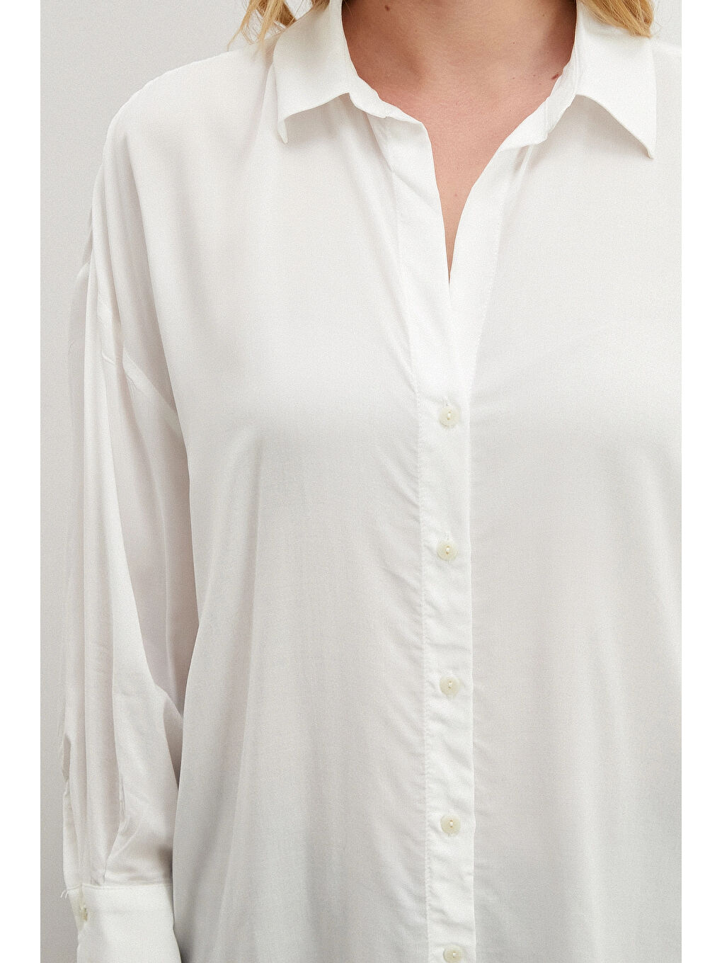 Viskon Dokuma Gömlek Beyaz-2