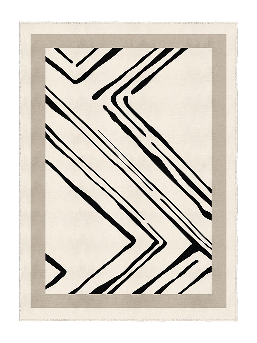 Ekru Dekoratif Salon Halısı, Makinada Yıkanabilir, Kaymaz Taban, İnce & Modern Tasarım