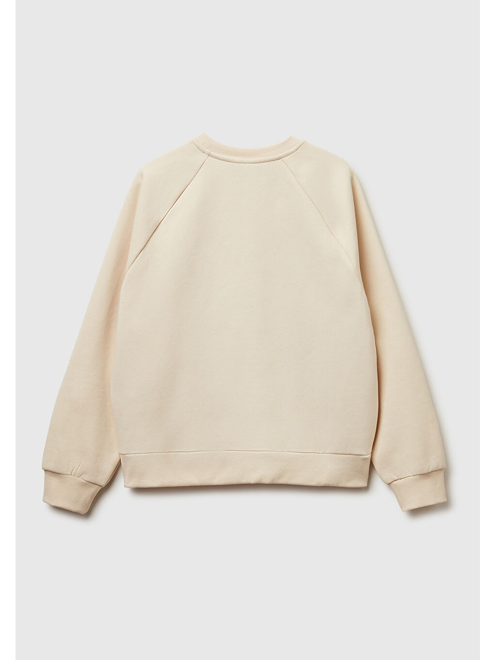 Ekru Kadın Krem Pamuk Karışımlı Önü Çiçek Desenli Bisiklet Yaka Sweatshirt-3