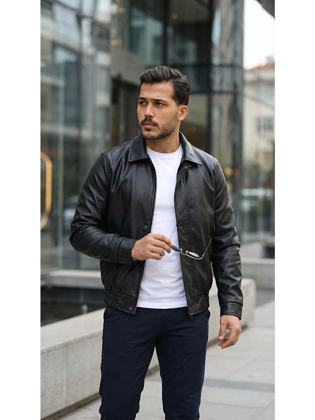 Siyah Erkek Astarlı Deri Ceket-3