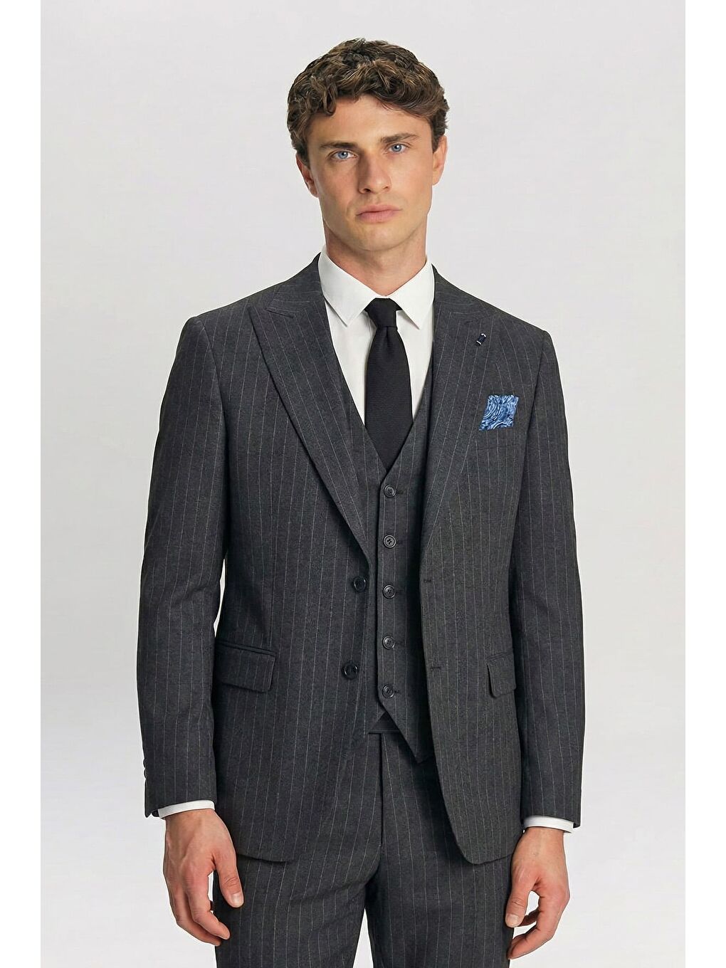 Giotelli Gri Yelekli 8 Drop Polyester Viskon Karışımlı Erkek Takım Elbise
