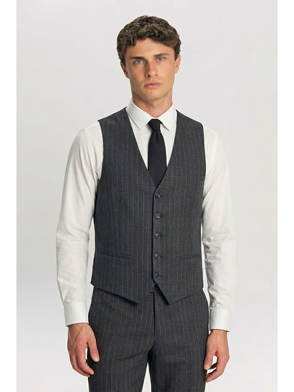 Giotelli Gri Yelekli 8 Drop Polyester Viskon Karışımlı Erkek Takım Elbise-2