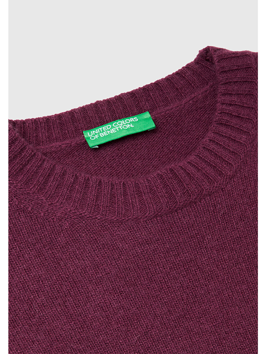 Kadın Mürdüm Yün Karışımlı Alt Kısmı Geniş Bisiklet Yaka Kazak-6