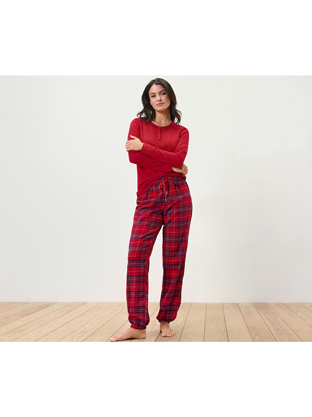 Kadın Pijama, Flanel/Jersey, CmiA, Kırmızı