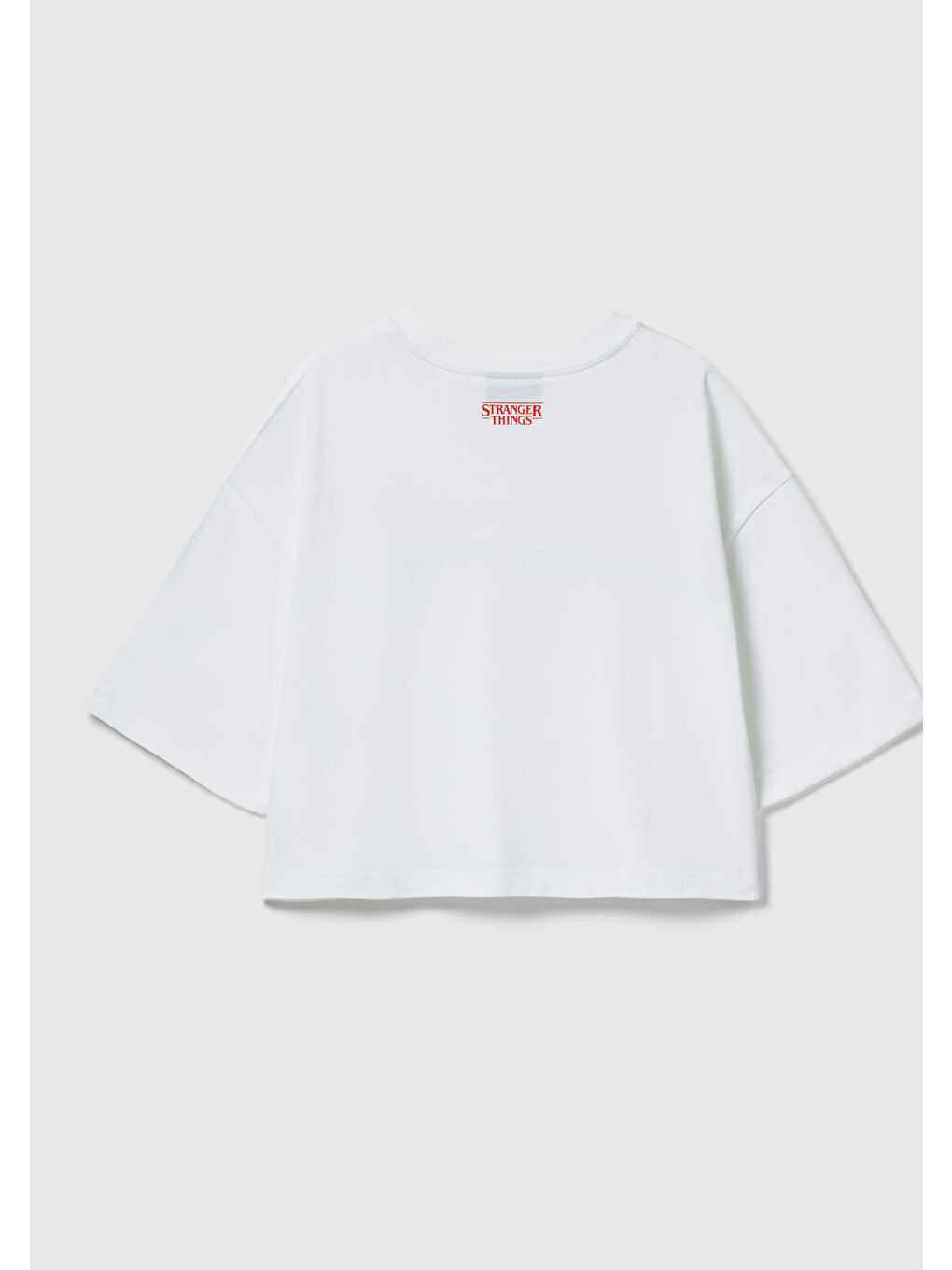 Kadın Beyaz mix  %100 Pamuk Boxy Fit Stranger Things Baskılı T-Shirt-3