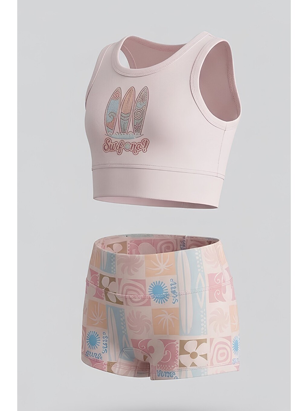 Karışık Kız Çocuk 2'li Mayo Takımı-crop Üst Ve Slip Şortlu 2-12 Yaş 12704ıs-1