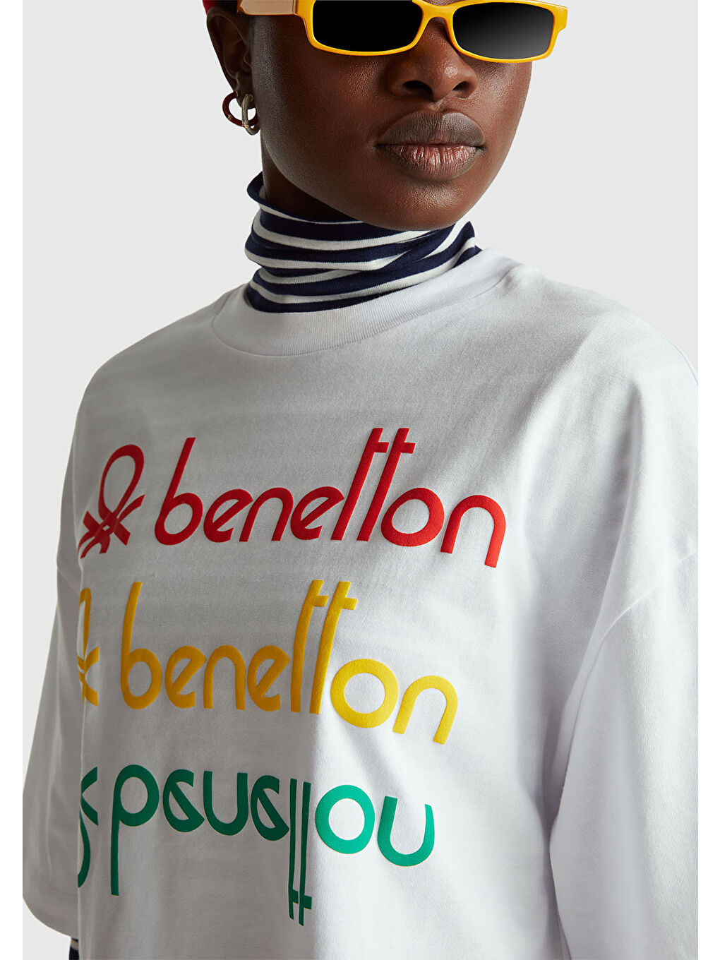 Kadın Beyaz mix  %100 Pamuk Boxy Fit Stranger Things Baskılı T-Shirt-5