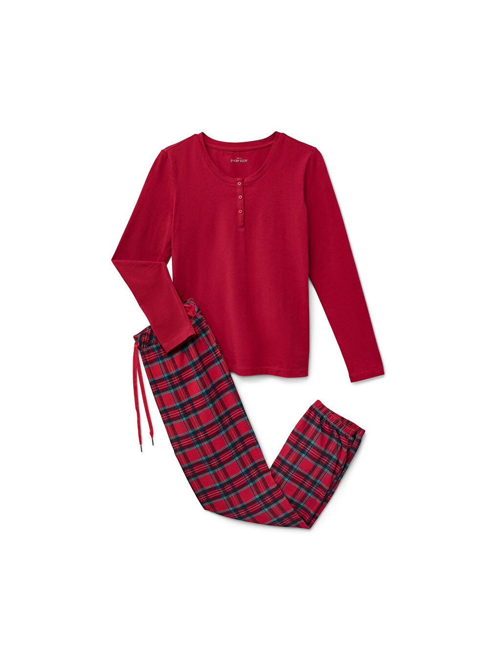 Kadın Pijama, Flanel, Kırmızı-3