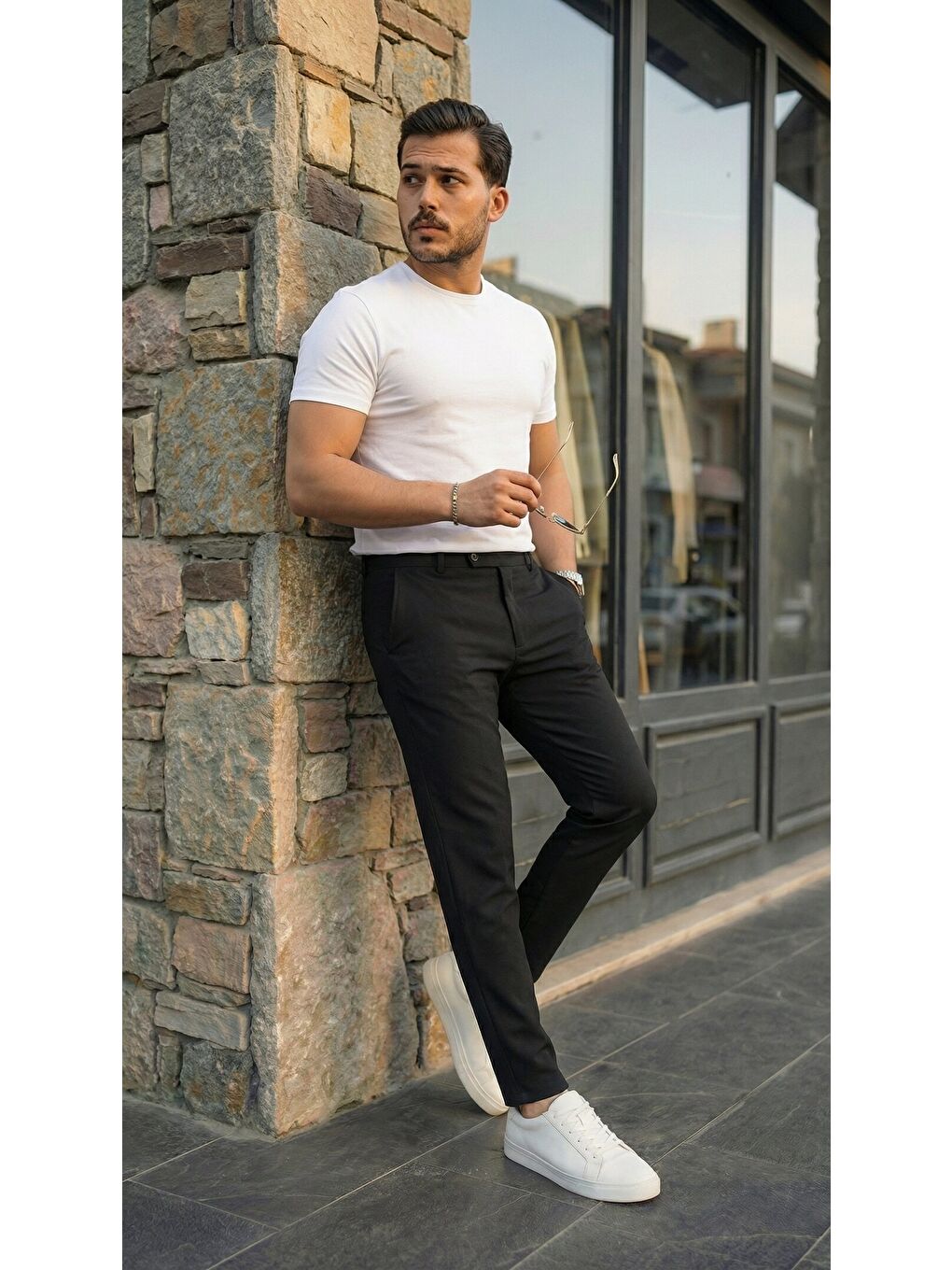 Siyah Erkek Slim Fit Dilli Kumaş Pantolon-1