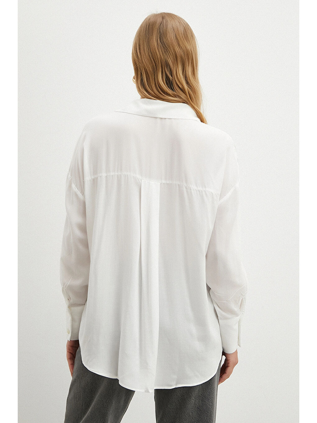 Viskon Dokuma Gömlek Beyaz-3