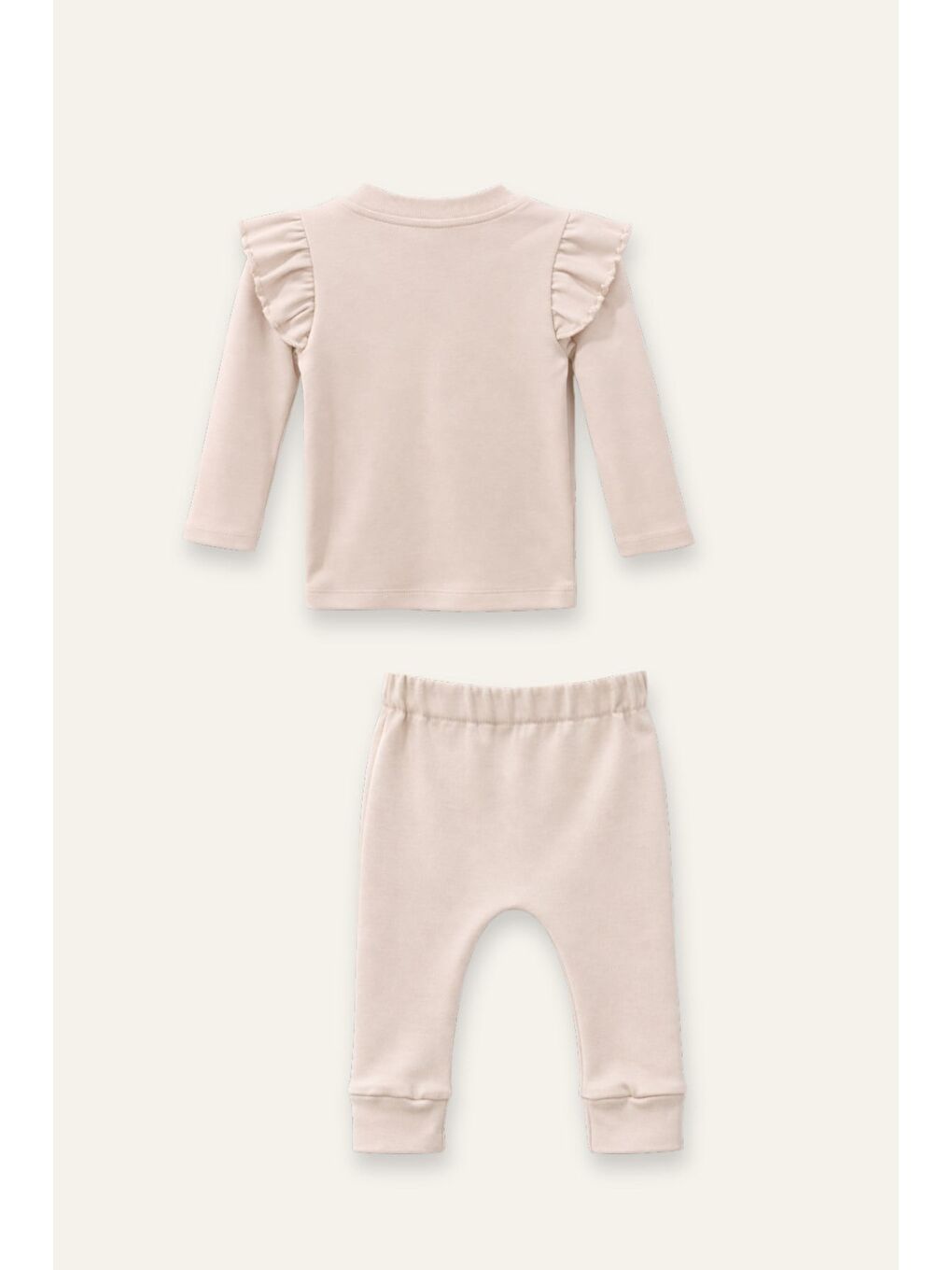 Kız Bebek Organik Üçlü Takım - Ekru-1
