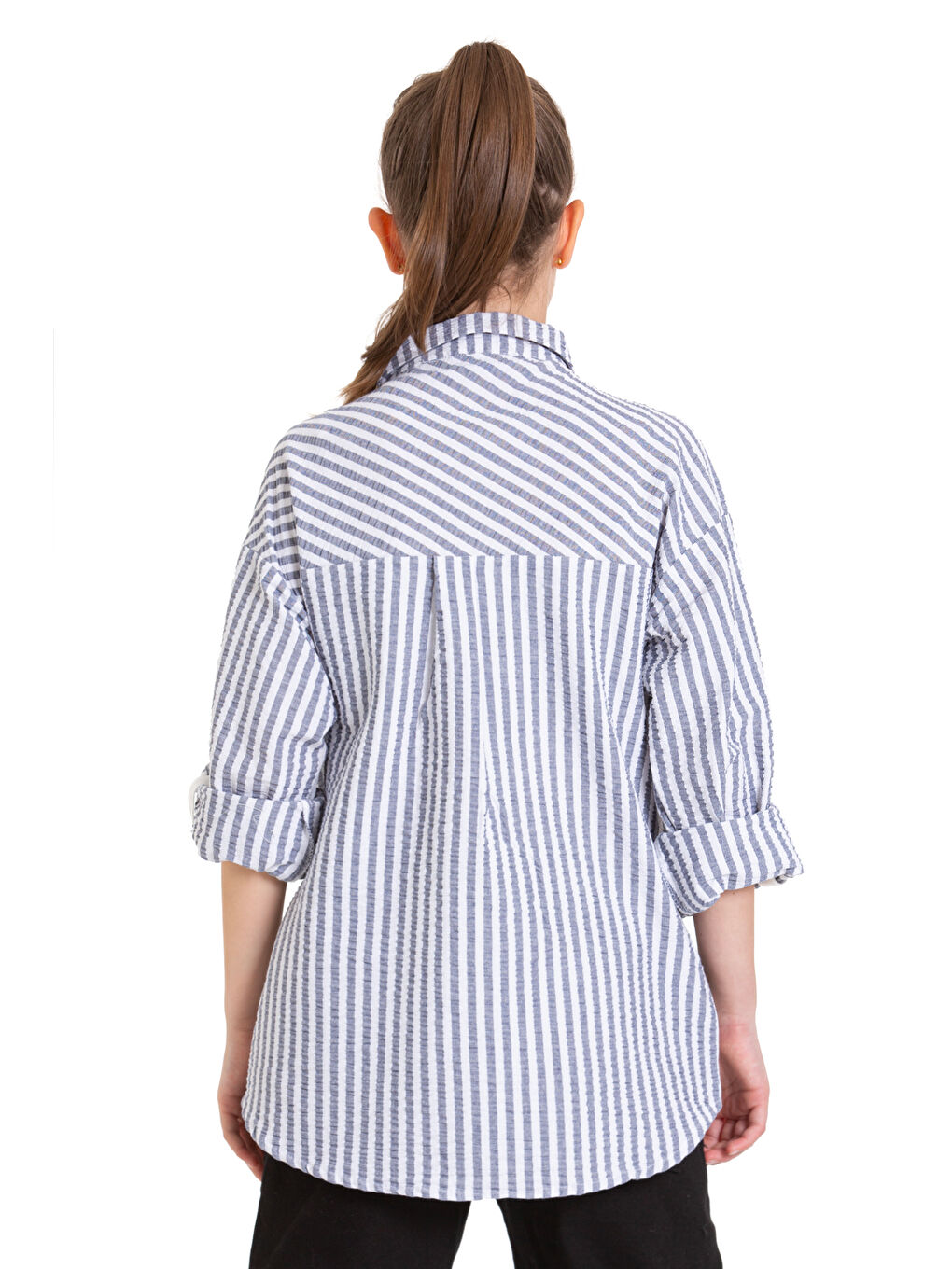 Gri Kız Çocuk Flamlı Pamuk Gömlek P092-4