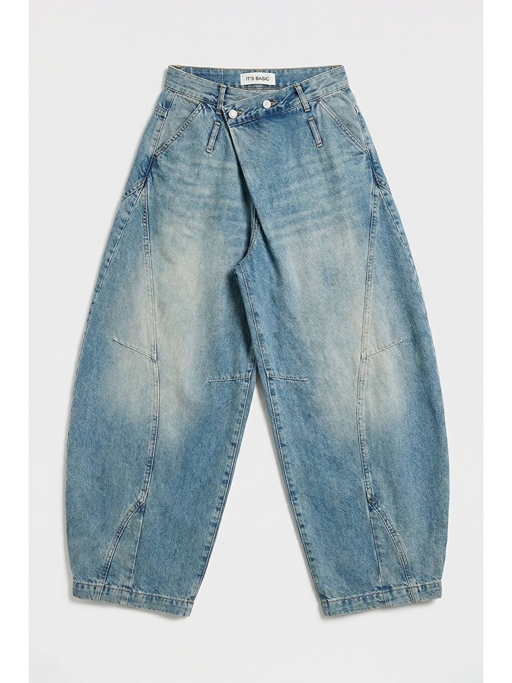 Mavi Kadın Jean Rengi 4s6-32 Süper Baggy Fit Kemer Detaylı Özel Tasarım Denim Jean