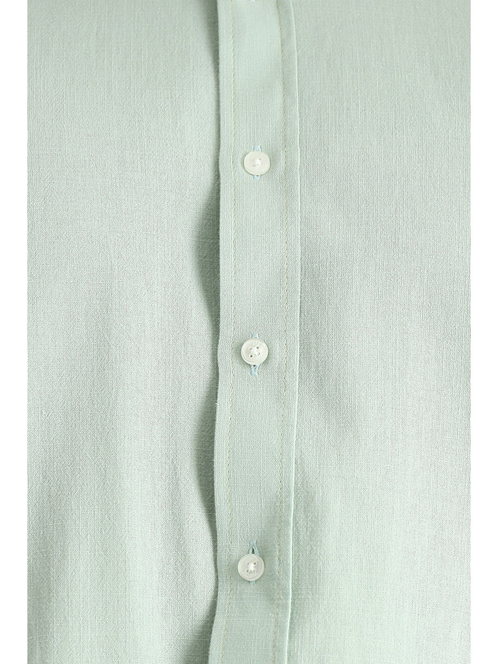 Turkuaz Uzun Kol Rahat Kesim Düğmeli Yaka %100 Pamuk Nefes Alabilen Keten Görünümlü Gömlek-5