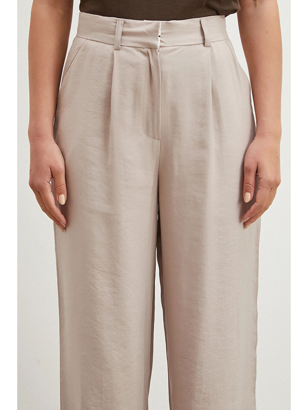 Pembe Modal Palazzo Pantolon Pudra-4