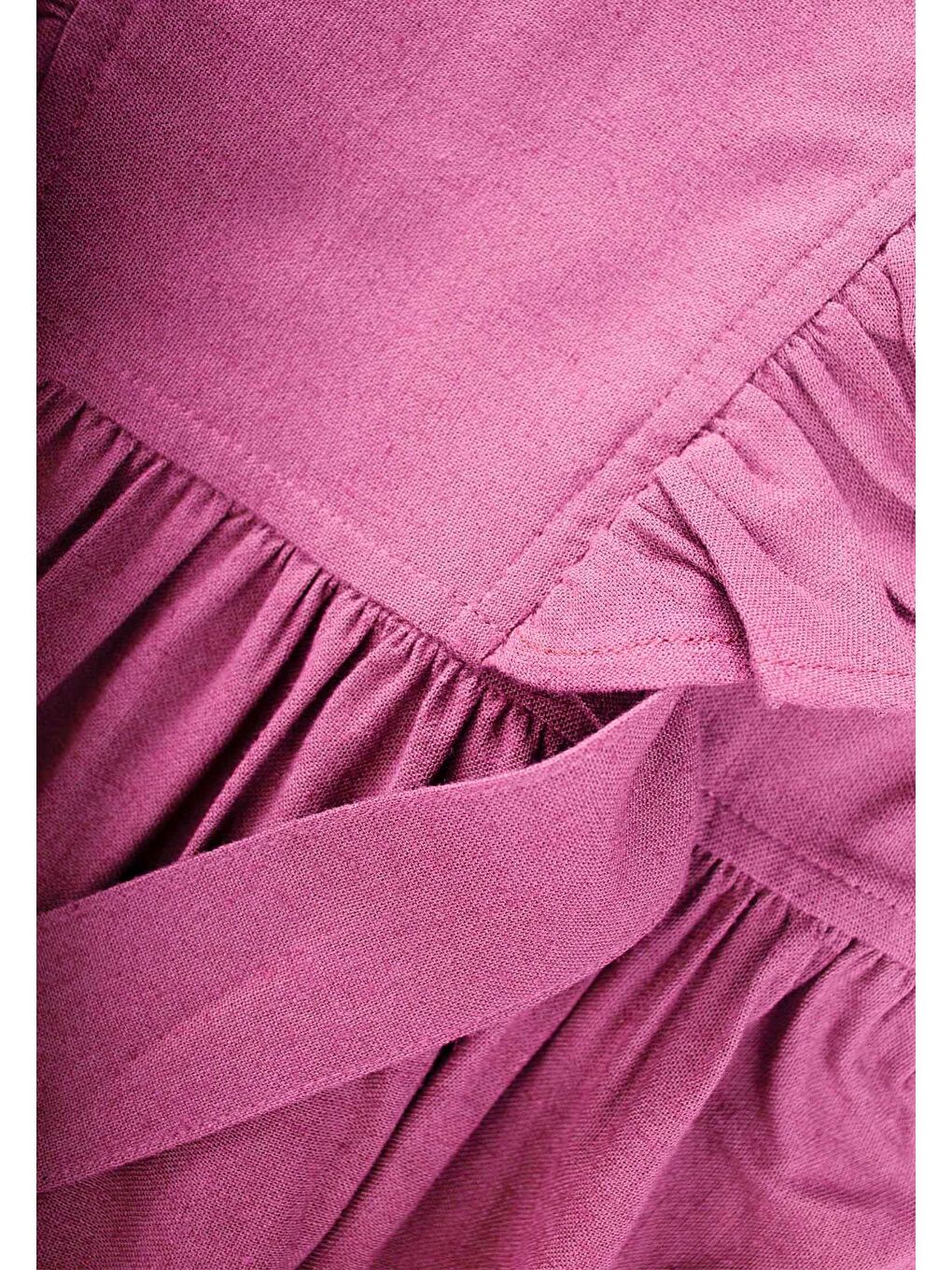 Pembe Kız Çocuk Keten Elbise-2