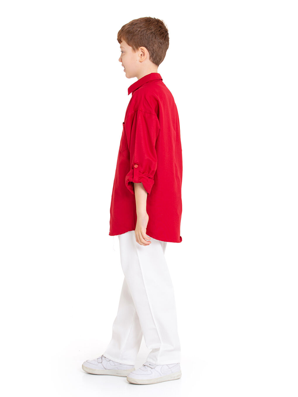 Kırmızı Erkek Çocuk Terikoton Gömlek 4-14 Yaş P094-3