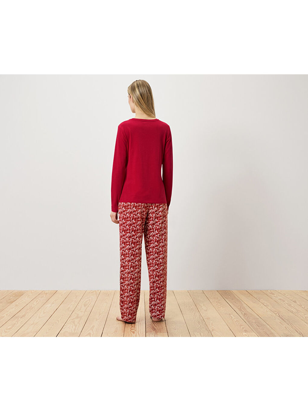 Kadın Pijama, Jersey, Kırmızı-1