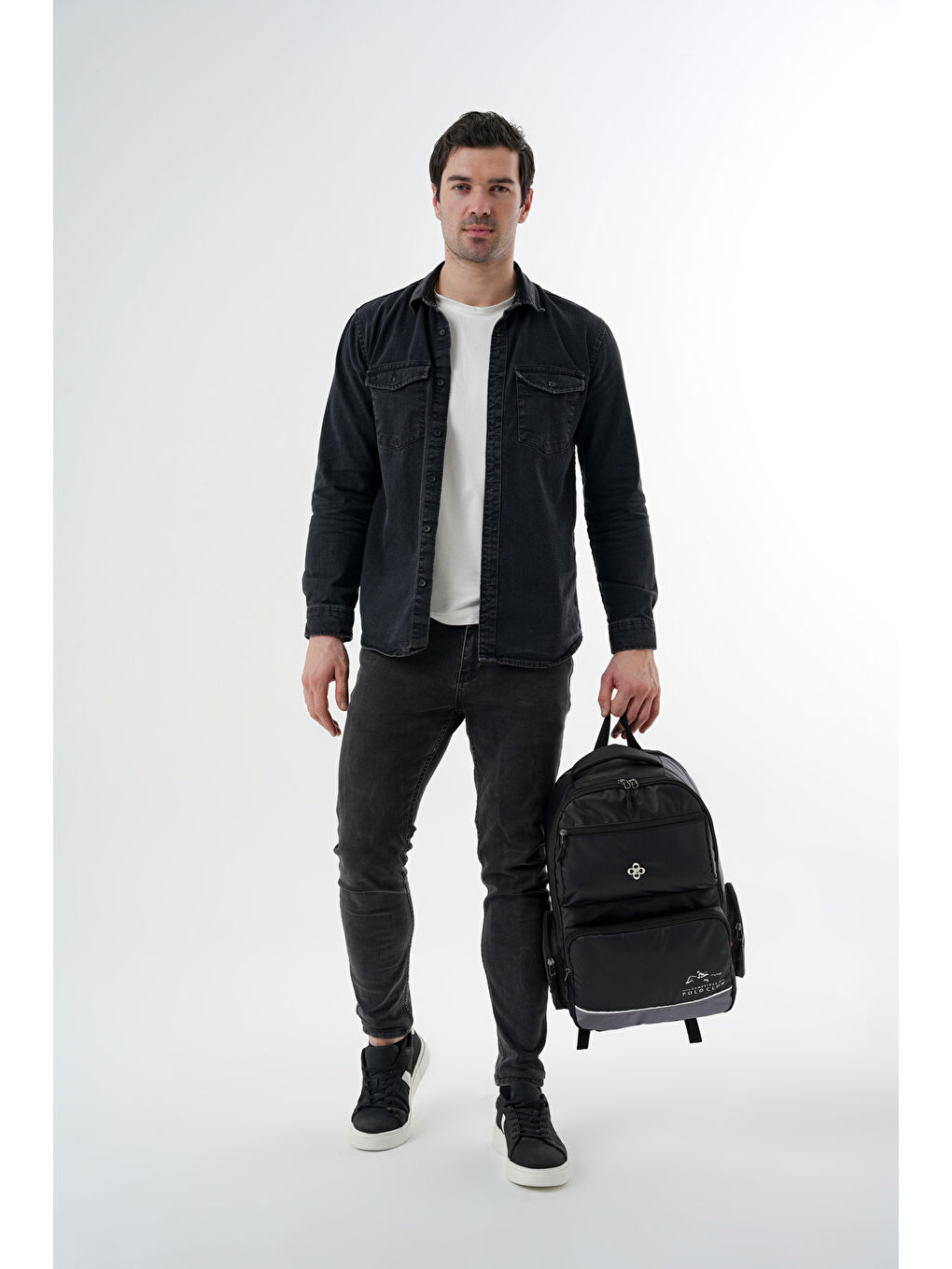 Siyah Unisex Çok Gözlü Sırt Çantası