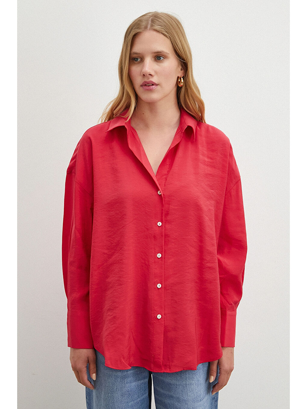 Basic Modal Gömlek Kırmızı-3