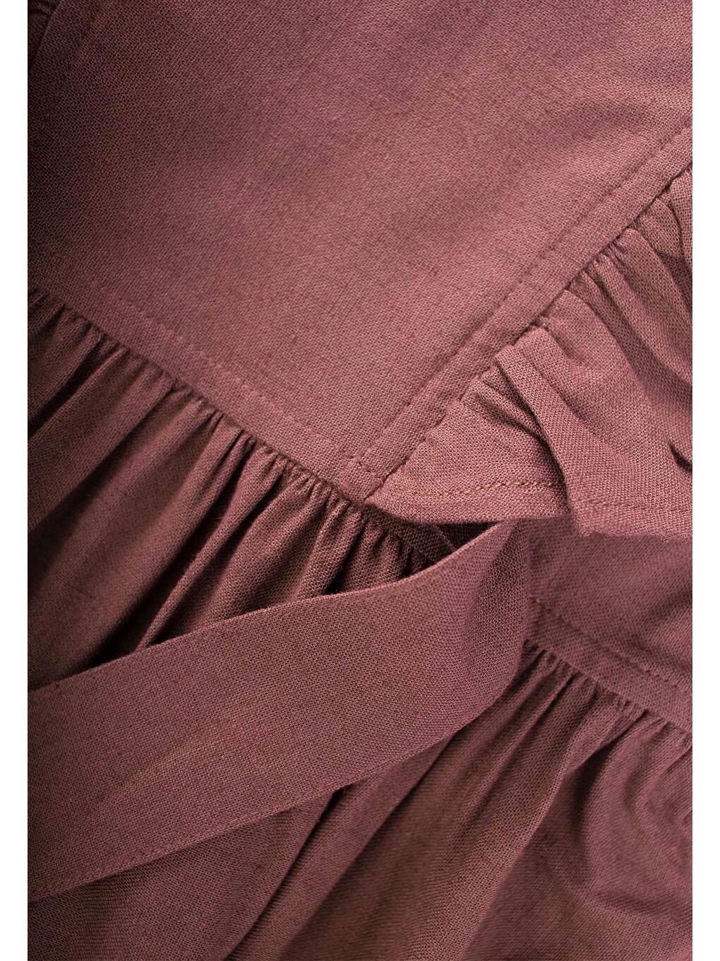 Mürdüm Kız Çocuk Keten Elbise-2