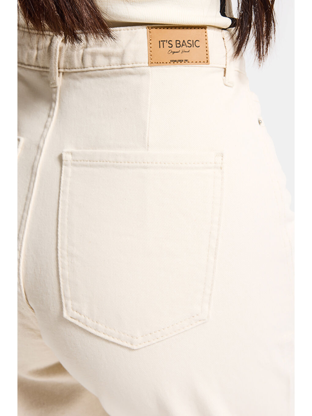 Bej Kadın Raw 7s6-69 Relax Fit %100 Pamuk Denim Jean-1