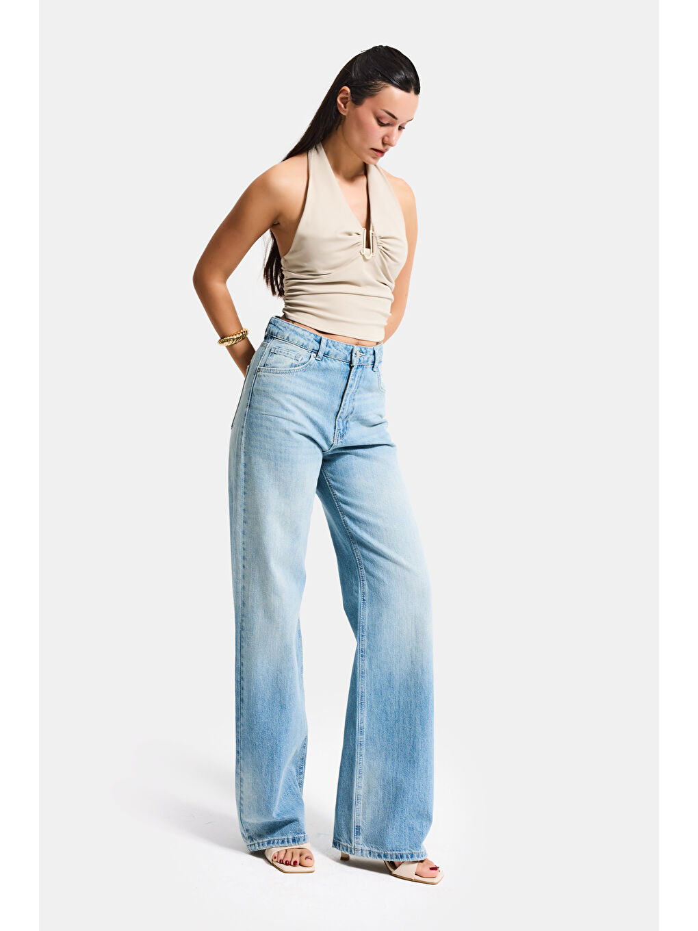 Mavi Kadın Jean Rengi 4s6-32 Straight Fit Yüksek Bel Denim Jean-2