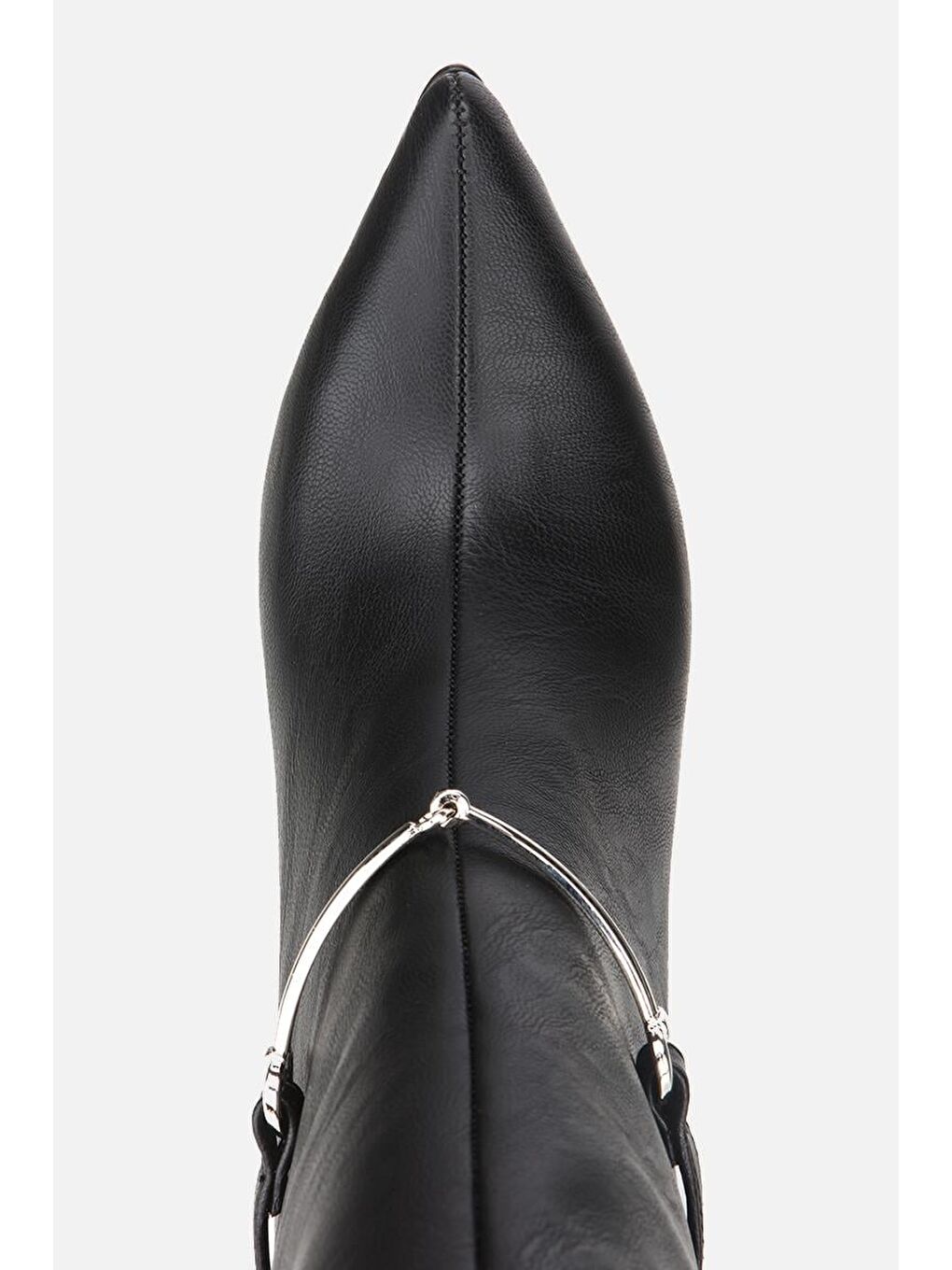 Kadın Siyah İnce Kemerli Tokalı Topuklu Çizme-4