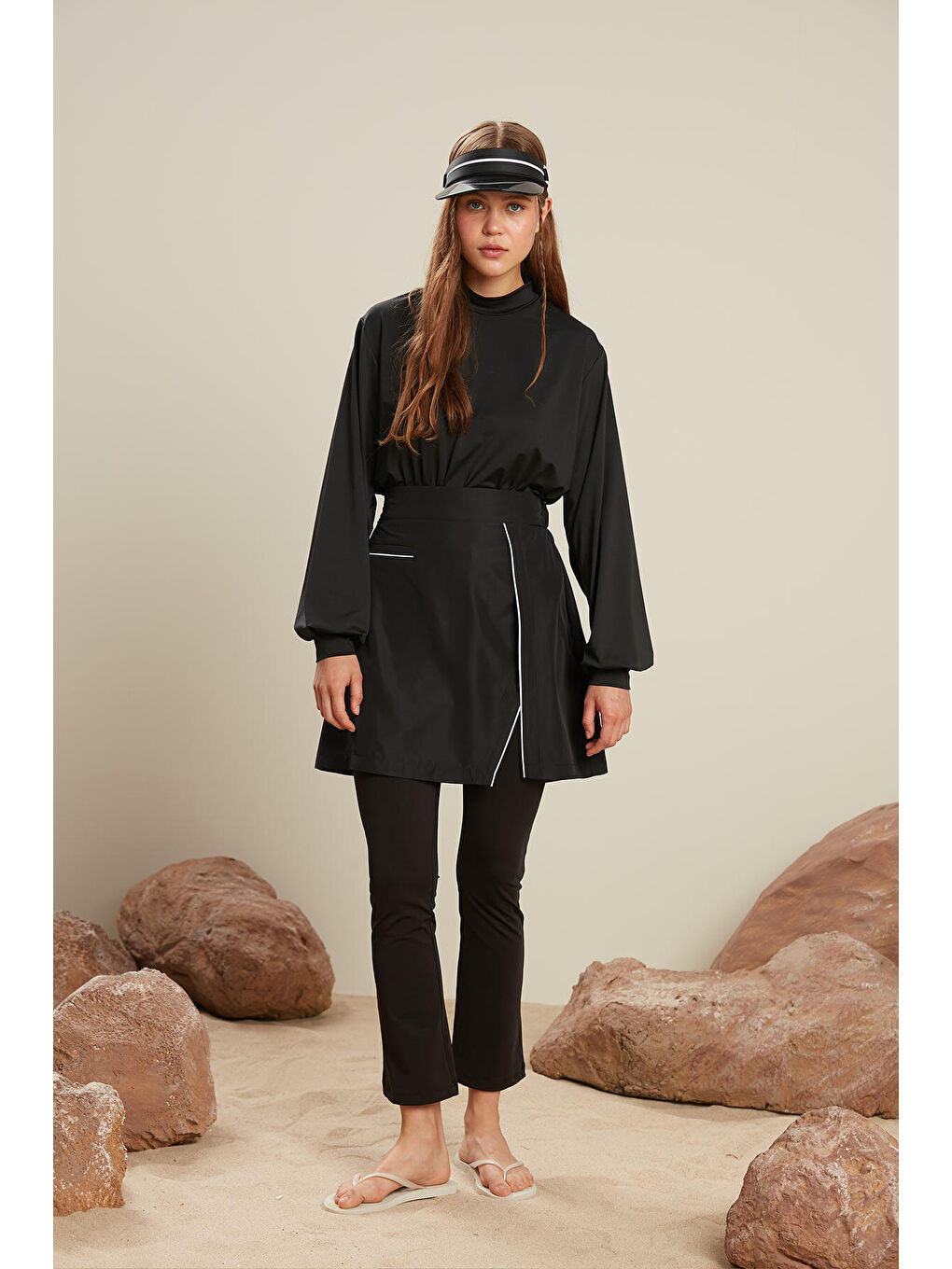 Uzun Balon Kollu Mayo Siyah-4